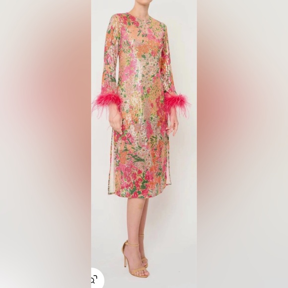 flora bea Dresses & Skirts - Flora Bea Ferris Sequin Floral Cocktail Midi Dress NWT Size Medium